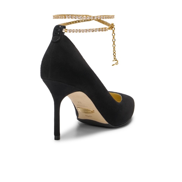 $795 — Sarah Flint Perfect Shiffon Pump 85 Black 2 Changeable Ankle Straps 41/10 - Picture 5 of 16